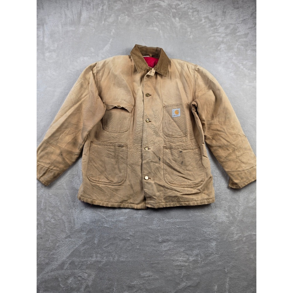 Vintage Carhartt Chore Barn Coat Mens L Brown Quilt Lined Canvas Duck 80s 90s